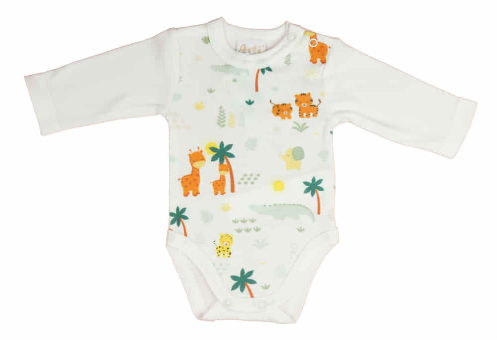 Hosszú ujjú baba body Szafaris mintával-0