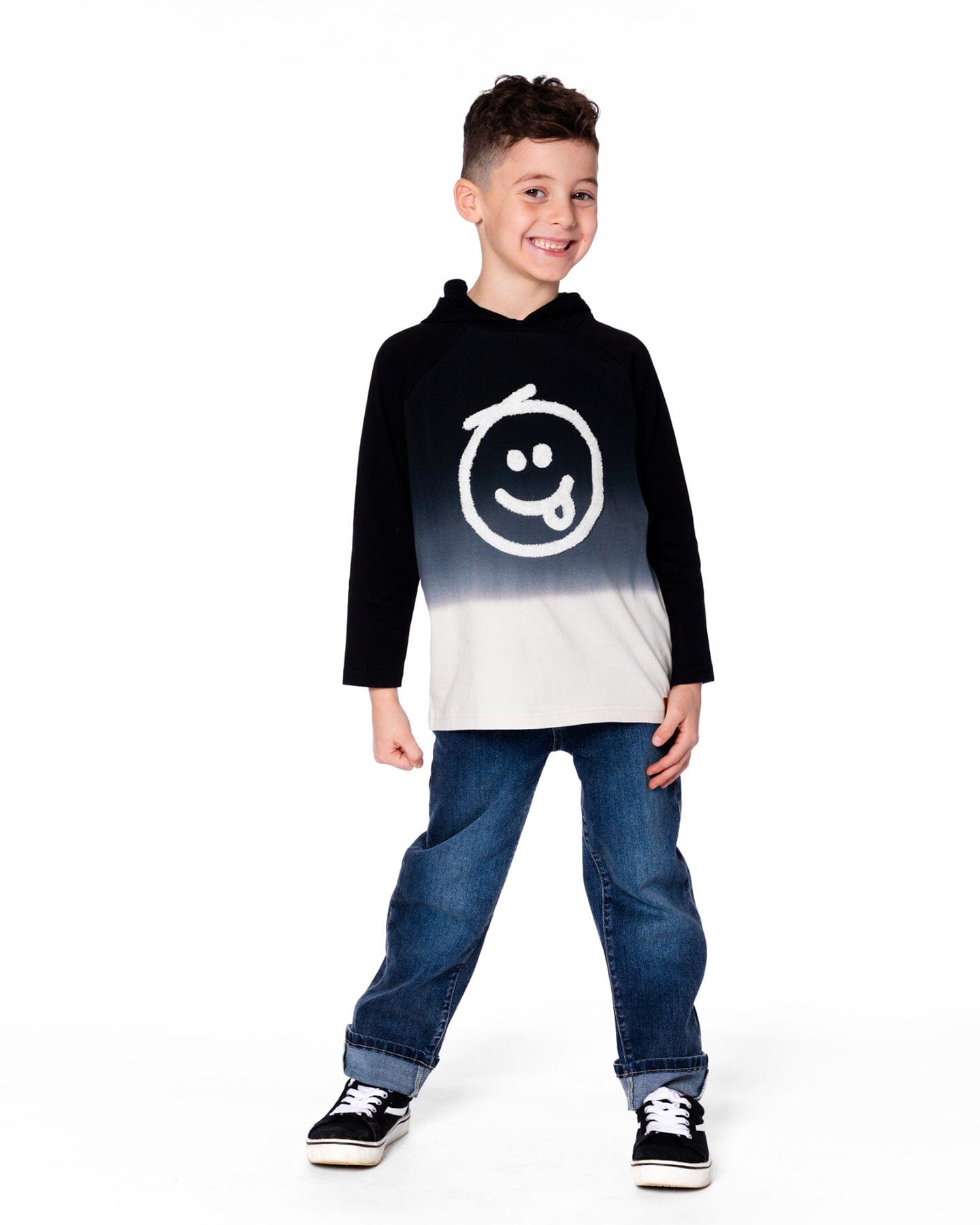 Organic Cotton Jersey Hooded Raglan Sleeve Tee Black-1